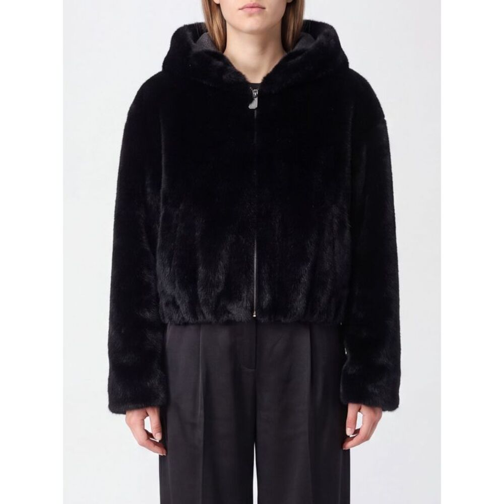 Pinko Women Pinko Short Faux Fur Hooded Jacket With Dropped Shoulders